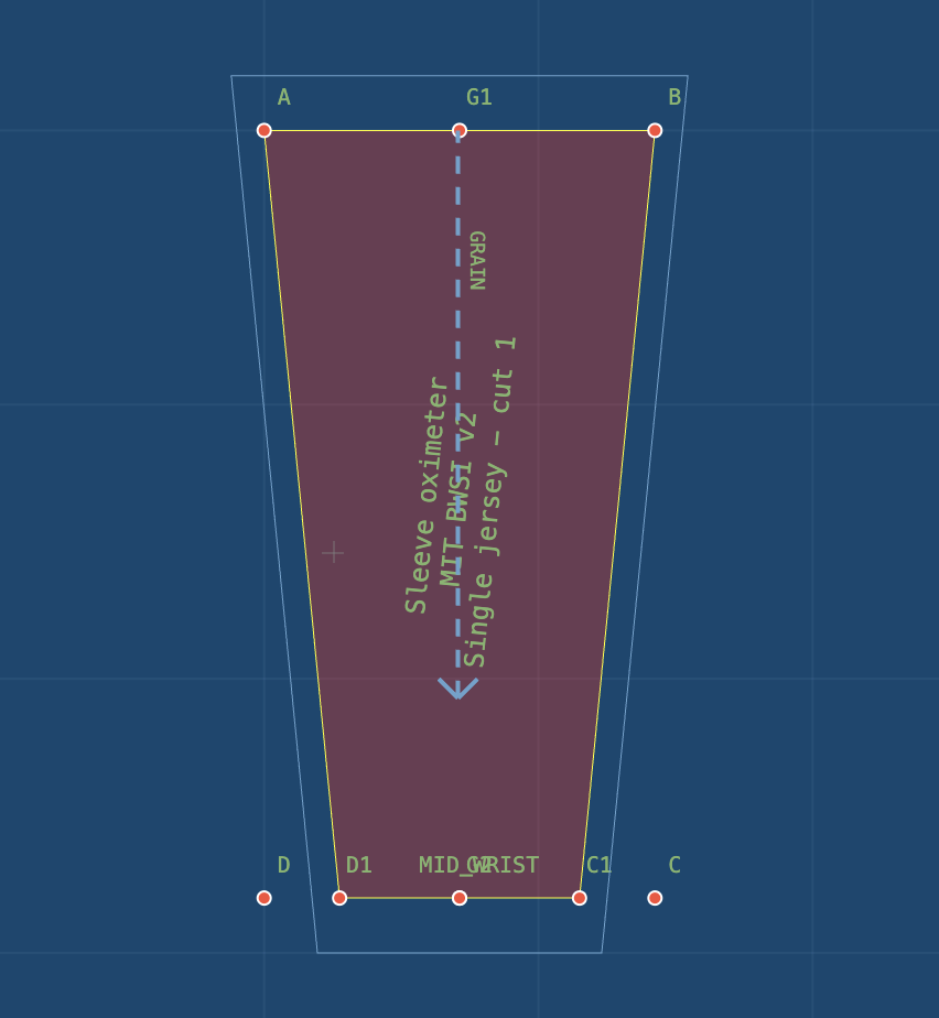 CAD sleeve pattern with seam allowances